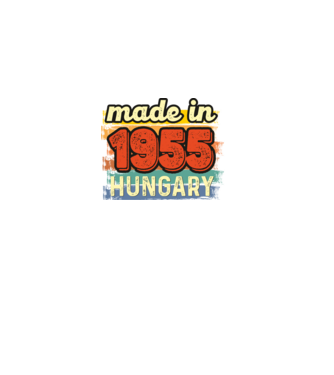 made in hungary felirat, retro évszám, grunge stílus, 1955 minta fekete pólón