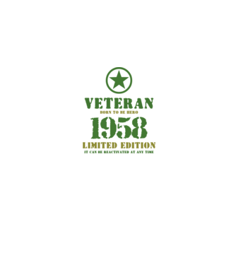 VETERAN, BORN TO BE HERO, SZÜLETÉSNAPI ÉVSZÁM FELIRATTAL 1958 minta szürke pólón