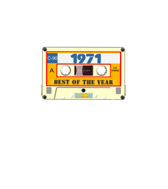 retro születésnapi audio kazetta, magnókazetta, best of the year 1971 minta fekete pólón