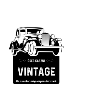öreg kaszni vintage autó, retro születésnap minta világoskék pólón