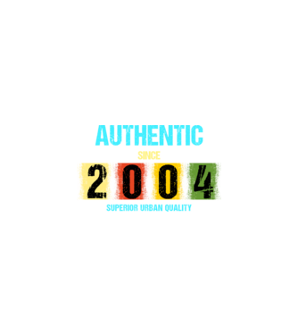 AUTHENTIC SINCE 2004, SUPERIOR URBAN QUALITY, 2004-BEN SZÜLETETT minta fekete pólón