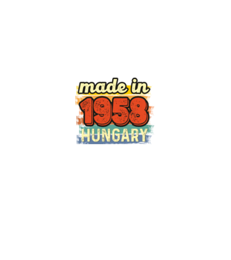 made in hungary felirat, retro évszám, grunge stílus, 1958 minta királykék pólón