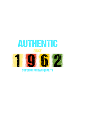 AUTHENTIC SINCE 1962, SUPERIOR URBAN QUALITY, 1962-BEN SZÜLETETT minta fekete pólón