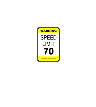 warning speed limit 70 , under construction minta farmerkék pólón