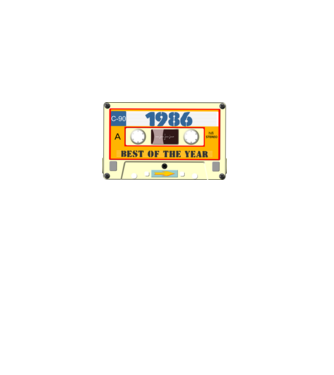 retro születésnapi audio kazetta, magnókazetta, best of the year 1986 minta fekete pólón