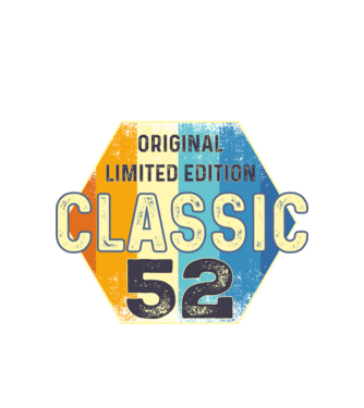 original classic limited edition embléma 52 éves születésnapra minta fehér pólón