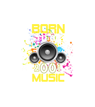 born to be music 2001-ben született, születésnapi zenés minta minta fehér pólón