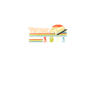 vintage, limited edidtion, retro születésnapi felirat, évszám veterán autóval, 1971 minta fekete pólón
