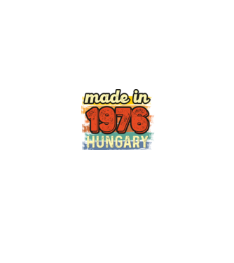made in hungary felirat, retro évszám, grunge stílus, 1976 minta fekete pólón