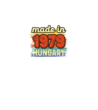 made in hungary felirat, retro évszám, grunge stílus, 1979 minta fekete pólón