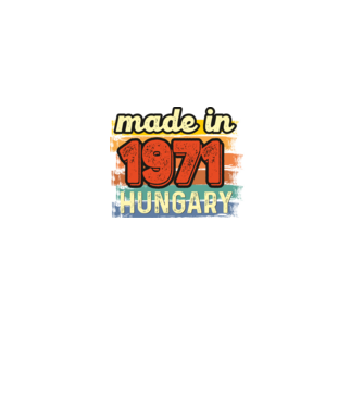 made in hungary felirat, retro évszám, grunge stílus, 1971 minta fekete pólón