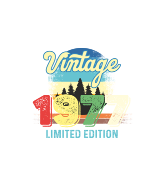 vintage évszám, limited edition, 1977-ben születetteknek minta fehér pólón