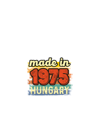 made in hungary felirat, retro évszám, grunge stílus, 1975 minta fehér pólón