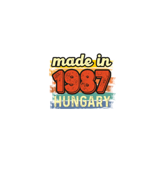 made in hungary felirat, retro évszám, grunge stílus, 1987 minta farmerkék pólón