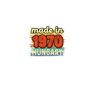 made in hungary felirat, retro évszám, grunge stílus, 1970 minta fekete pólón