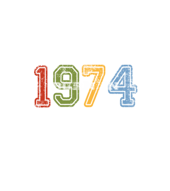 born in 1974 születésnapi felirat minta homokszín pólón
