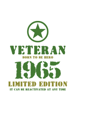 VETERAN, BORN TO BE HERO, SZÜLETÉSNAPI ÉVSZÁM FELIRATTAL 1965 minta világoskék pólón