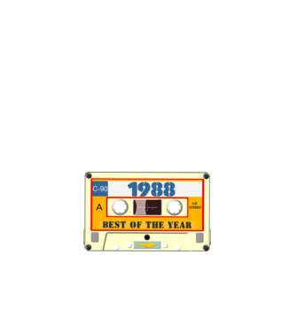retro születésnapi audio kazetta, magnókazetta, best of the year 1988 minta fehér pólón