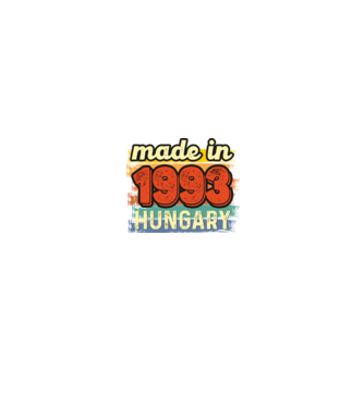 made in hungary felirat, retro évszám, grunge stílus, 1993 minta fekete pólón