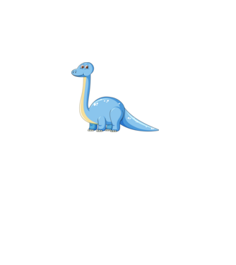 kék dino mesefigura minta fehér pólón