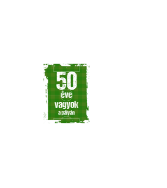 50 éve vagyok a pályán, focistás szülinap minta fekete pólón