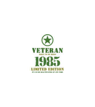 VETERAN, BORN TO BE HERO, SZÜLETÉSNAPI ÉVSZÁM FELIRATTAL 1985 minta homokszín pólón