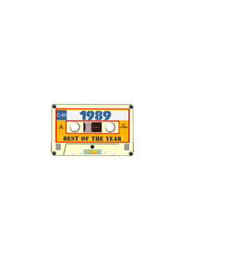 retro születésnapi audio kazetta, magnókazetta, best of the year 1989 minta sötétkék pólón