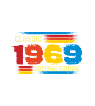classic, original edition, retro, vintage évszám, születésnapi dátum, 1969 minta fehér pólón