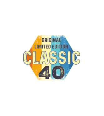 original classic limited edition embléma 40 éves születésnapra minta fekete pólón