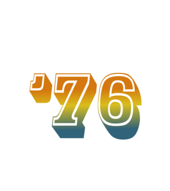 retro stílusú dátum, évszám, rövidített születésnapi dátum '76, 1976 minta fehér pólón