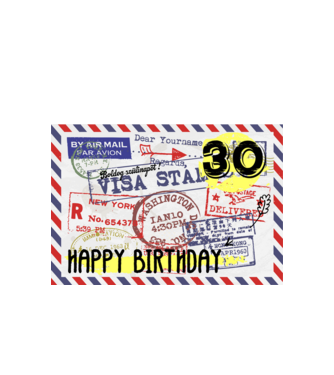 postcard, happy birthday,születésnapi képeslap,boldog szülinapot 30 éves minta fehér pólón