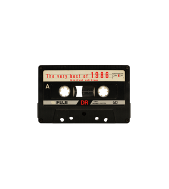retro audio kazetta, best of the year, születésnapi magnókazetta, 1986 minta fehér pólón