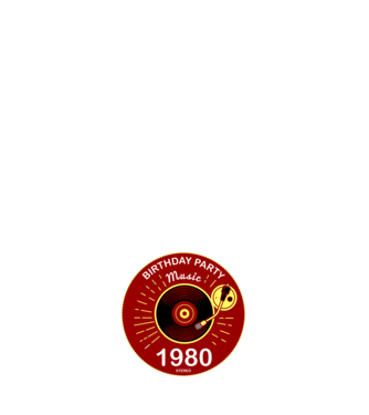 BIRTHDAY PARTY MUSIC, BAKELIT LEMEZJÁTSZÓ 1980 STEREO minta sötétkék pólón