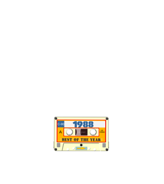 retro születésnapi audio kazetta, magnókazetta, best of the year 1988 minta sötétkék pólón