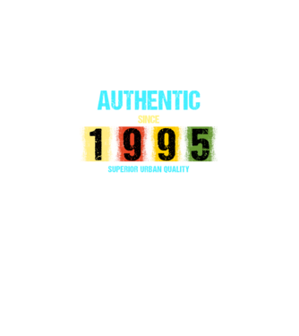 AUTHENTIC SINCE 1995, SUPERIOR URBAN QUALITY, 1995-BEN SZÜLETETT minta fekete pólón