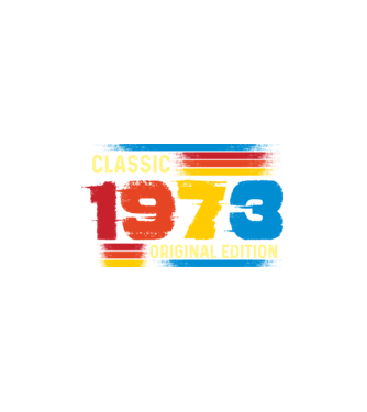 classic, original edition, retro, vintage évszám, születésnapi dátum, 1973 minta fehér pólón