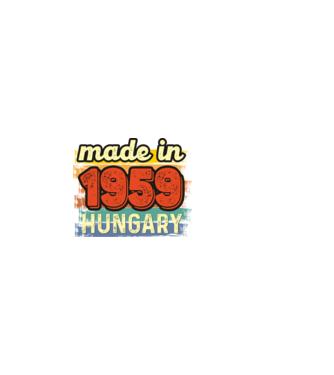 made in hungary felirat, retro évszám, grunge stílus, 1959 minta sötétkék pólón