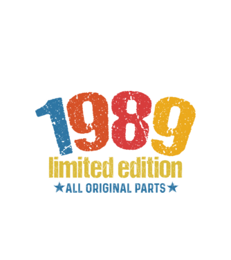 1989 limited edition ,all original parts, retro születésnapi évszám minta fehér pólón