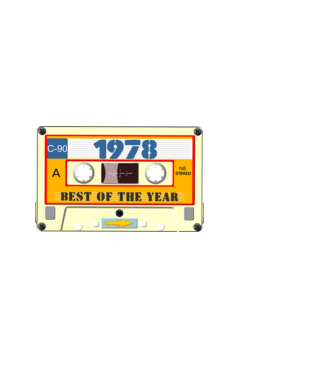 retro születésnapi audio kazetta, magnókazetta, best of the year 1978 minta fekete pólón