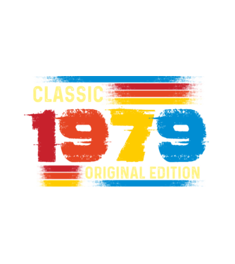 classic, original edition, retro, vintage évszám, születésnapi dátum, 1979 minta fehér pólón