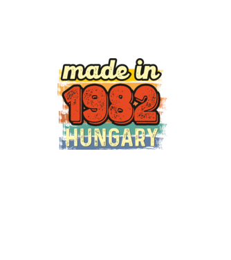 made in hungary felirat, retro évszám, grunge stílus, 1982 minta fekete pólón