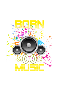 born to be music 2002-ben született, születésnapi póló minta fekete pólón