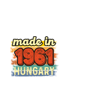 made in hungary felirat, retro évszám, grunge stílus, 1961 minta fekete pólón