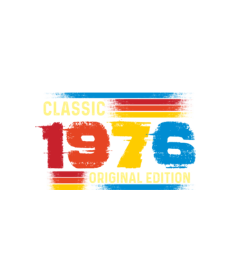 classic, original edition, retro, vintage évszám, születésnapi dátum, 1976 minta fehér pólón