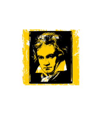 Beethoven arckép, grunge, graffiti, zenész minta fehér pólón