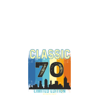 CLASSIC LIMITED EDITION,  70 éves szülinapra retro póló minta fekete pólón