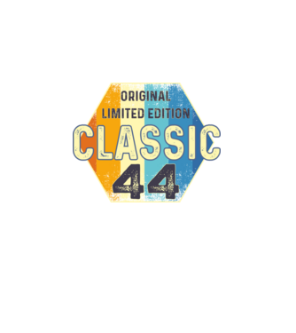original classic limited edition embléma 44 éves születésnapra minta fekete pólón