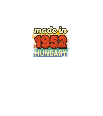 made in hungary felirat, retro évszám, grunge stílus, 1952 minta fekete pólón