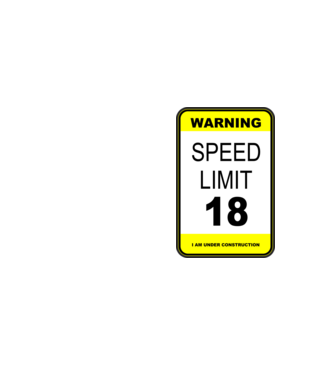 warning speed limit 18, under construction minta neonsárga pólón