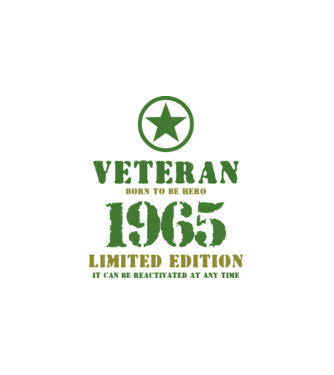 VETERAN, BORN TO BE HERO, SZÜLETÉSNAPI ÉVSZÁM FELIRATTAL 1965 minta fehér pólón